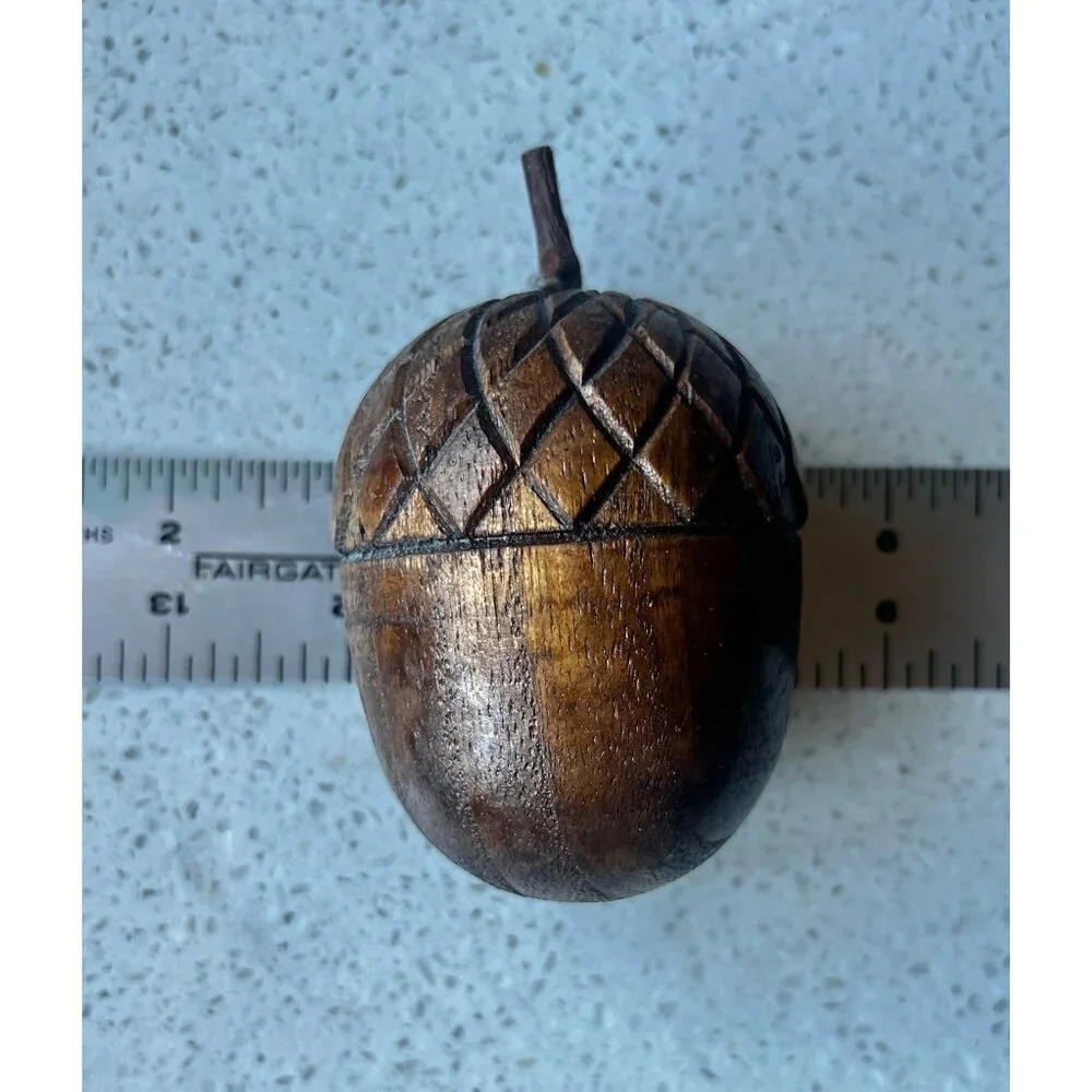 Handcrafted Wooden Acorn Decor Set Of 3 - Rustic Natural Finish - Picture 7 of 8